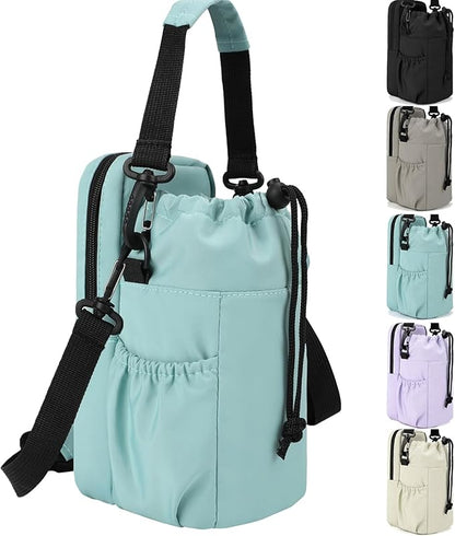 Water Bottle Holder with Strap, 32/40oz Insulation Water Bottle Carrier Bag with Phone Pocket, Water Bottle Sling Bag Crossbody Water Bottle Holder for Hiking Walking