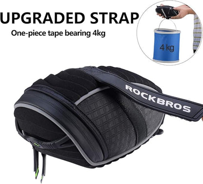 ROCKBROS Bike Seat Bag, Bicycle Saddle Bag Under Seat 3D Shell Cycling Seat Pack for Mountain Road Bikes Black