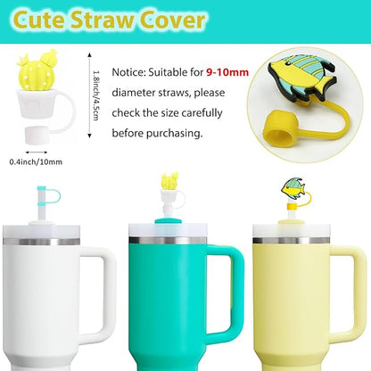 Stanley Cup Accessories Set Including 6 Pcs Silicone Spill Proof Stopper, 2 Pcs Straw Cover Cap for 9-10 mm Straws, 1 Pcs Silicone Boot for Stanley Cup 40oz & 30oz Tumbler (Tropical Teal)