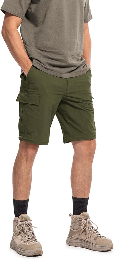 Moosehill Men's-Hiking-Pants Convertible Quick-Dry Water-Resistant Lightweight Zip-Off Outdoor with 5 Deep Pockets
