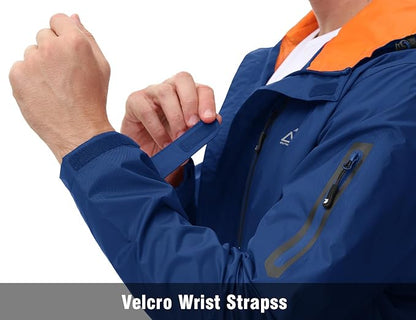 TBMPOY Men's Lightweight Rain Jackets Waterproof Raincoat with Hood Running Cycling Hiking Outdoor Windbreaker