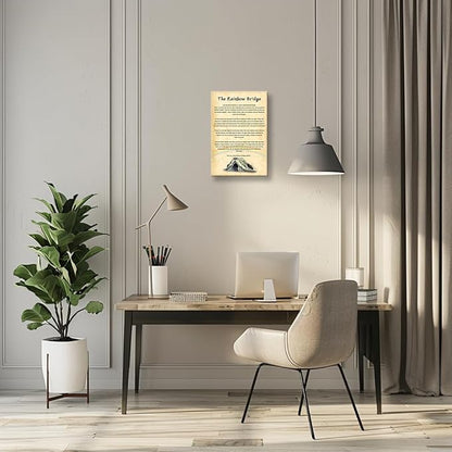 Wallpicss The Rainbow Bridge Poem Wall Art Framed Positive Quotes Poster Retro Poetry Canvas Painting Pictures Prints for Bedroom Decor 12x18 inches