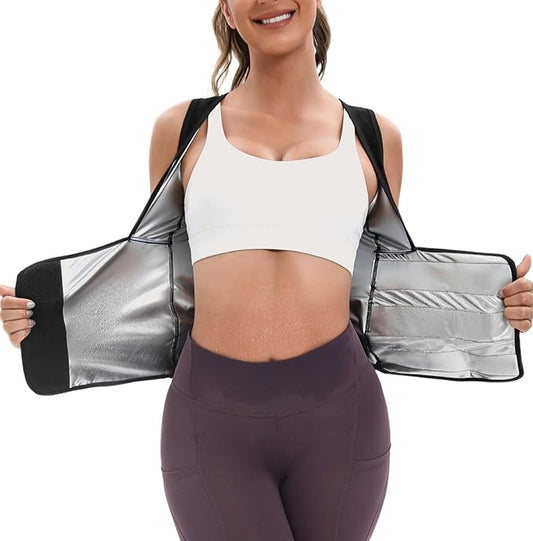 Women's Sauna Vest Waist Trainer, Adjustable Workout Sweat Shaper Shirt, Tummy Control Tank Top for Gym Yoga Running