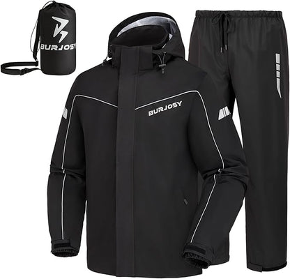 Rain Suit for Men, Packable Waterproof Rain Jacket & Pants, Reflective Raincoat Rain Gear for Outdoor Golf Hiking Fishing