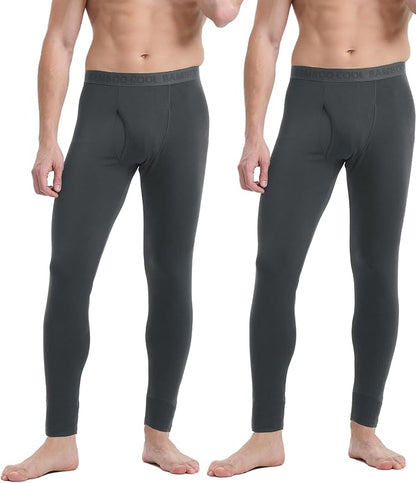 Men's Heavyweight Thermal Underwear Long Johns Bottom with Soft Wool Lining, Stretch Comfortable Base Layer for Cold Weather