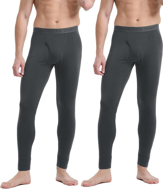 Men's Heavyweight Thermal Underwear Long Johns Bottom with Soft Wool Lining, Stretch Comfortable Base Layer for Cold Weather