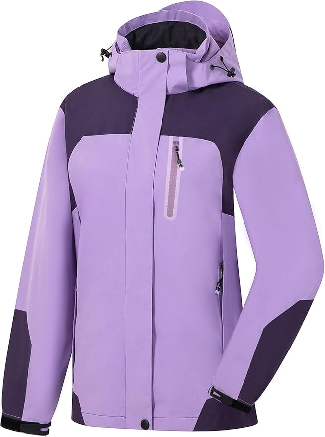 Womens Waterproof Rain jacket Lightweight Active Outdoor Raincoat with Removable Hood