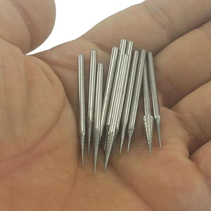 𝐋𝐮𝐨 𝐤𝐞 10 Pcs Cone Shape Diamond Burr - 3/32'' Shank Diamond Cone Burs Stone Carving Bits for Rotary Tools includes Dremel