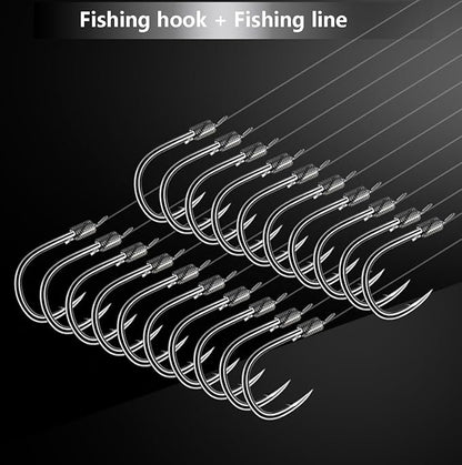 AMHDV Tiny Fishing Hooks with Line, Small Fishing Hook and Leader (Pack of 20)