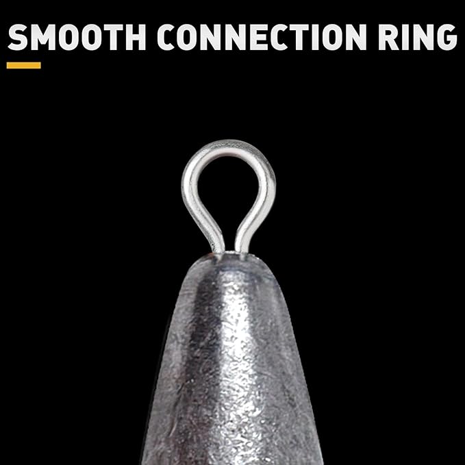 Through Wire Inline Torpedo Sinkers, Lead Double Ringed One Piece Wire Saltwater Fishing Torpedo Weights for Bottom Surf Fishing 1oz, 2oz, 3oz, 4oz, 5oz