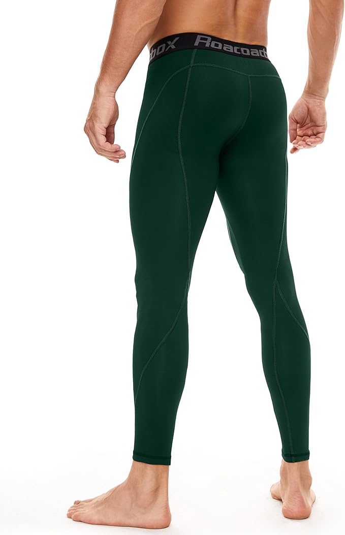 Roadbox 3 Pack Compression Pants Men, Performance Running Workout Sports Leggings, Gym Basketball Athletic Tights Base Layer