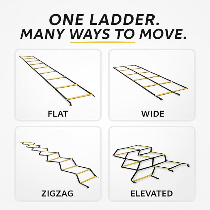 SOFTSOUL Agility Ladder 20ft 12 Rungs Premium Tangle Free Speed Training Equipment for Football Soccer Basketball Footwork Quickness Exercise Workout Drills for Kids Adults Youth Portable