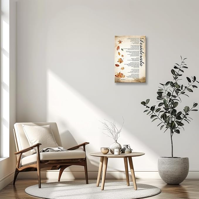 Matniger Desiderata Poem Framed Poster Prints Desiderata Wall Art Vintage Canvas Inspirational Poetry Book Quotes Wall Decor 16x24inches