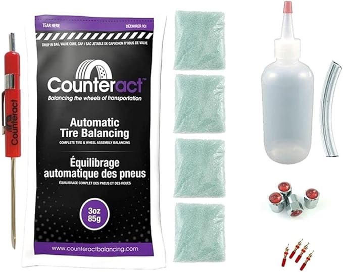 Counteract DIYSK-12 Do It Yourself Tire/Wheel Balancing Beads Kit - Off -Road, Medium/Heavy Duty Truck Tires, (2) 12oz DIY Bead Bags, (2) Valve Caps and Cores, (1) Core Remover, Injector Bottle