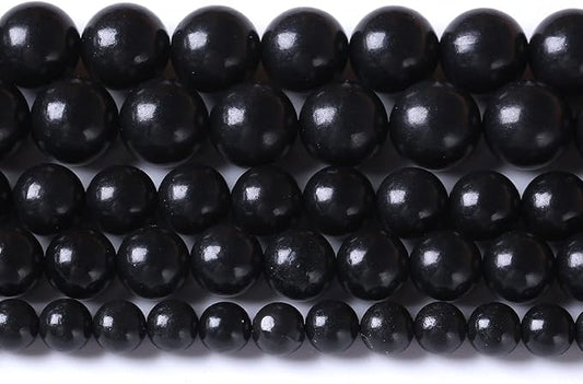 90PCS 8MM Natural Stone Shungite Beads Crystal Loose Beads for Jewelry Making DIY Bracelet