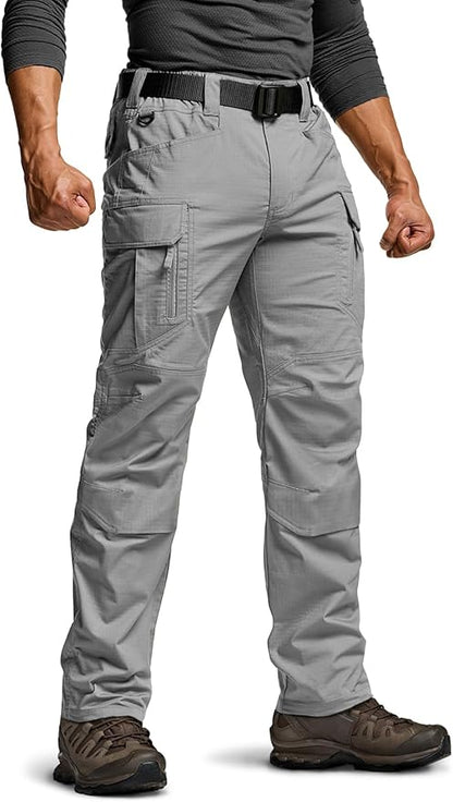 CQR Men's Flex Stretch Tactical Pants, Water Resistant Ripstop Cargo Pants, Lightweight EDC Outdoor Work Hiking Pants