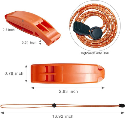 Emergency Whistles with Lanyard, AINOORA Three Tubes Safety Whistles 2 Pack and 1 Pack Plastic Survival Whistle Loudest for Kayak Hiking Camping Boating Outdoor for Lifeguard Rescue Signaling