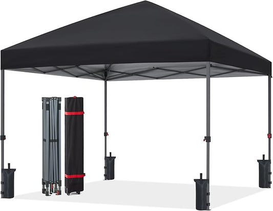 ABCCANOPY Pop Up Canopy - Outdoor Patio Portable Canopy Tent Heavy Duty for Backyard and Deck with 4 Sandbags(Black, 10x10)