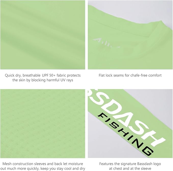 BASSDASH Fishing T Shirts for Men UV Sun Protection UPF 50+ Long Sleeve Tee T-Shirt