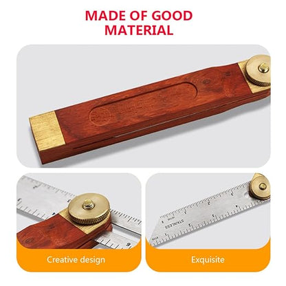 Adjustable T-Bevel Sliding Angle Ruler with Wooden Knob Stainless Steel Multi-Angle Measurement Tool Millimeter Scales for Woodworking Carpentry and Precision Crafting
