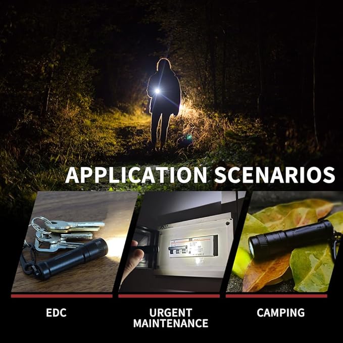 EDC Keychain Flashlight,100 High Lumen K2 Mini LED Light with AAA Battery, IPX7 Waterpoof Portable Small Light for Night Emergency etc.(Black)