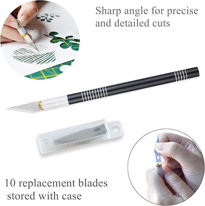 39 Pcs Rotary Cutter Set - Quilting Kit incl. 45mm Fabric Cutter, 5 Extra Rotary Blades, A4 Cutting Mat, Craft Knife Set, Quilting Ruler and Sewing Clips, Ideal for Crafting, Sewing, Patchworking