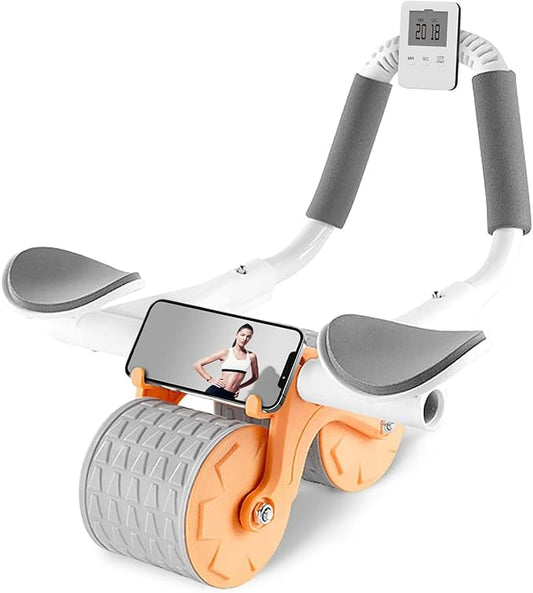 2026 New Ab Roller Wheel with Timer & Knee Mat,Automatic Rebound Abdominal Wheel with Elbow Support Ab Workout Equipment for Strengthening Core Muscles Abs Exercise Roller for Women Men