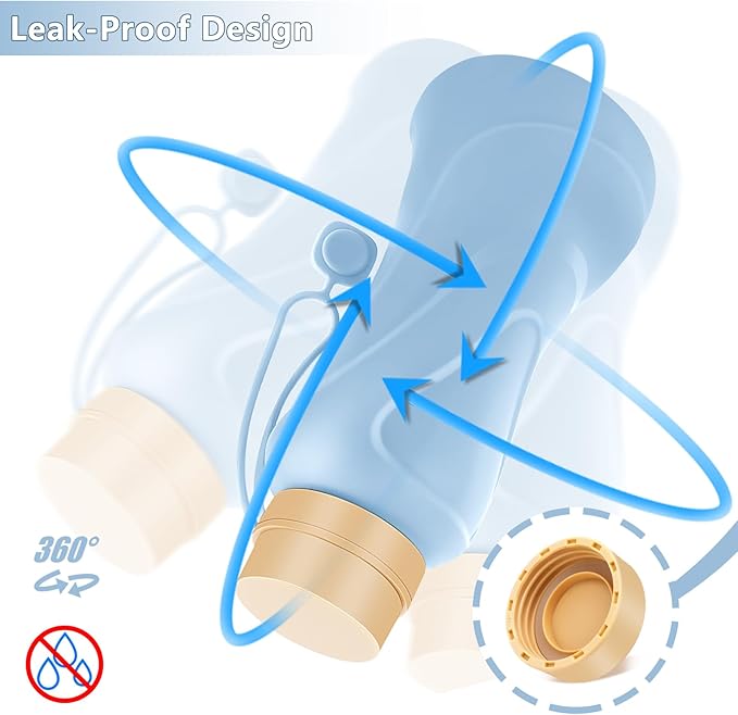 Collapsible Water Bottles 2 Pack,Leak Proof,Reuseable BPA Free Silicone Foldable Water Bottles,Durable Lightweight for Travel Gym Camping Hiking,Compact Size Portable Sports Water Bottle (Pink&Blue)