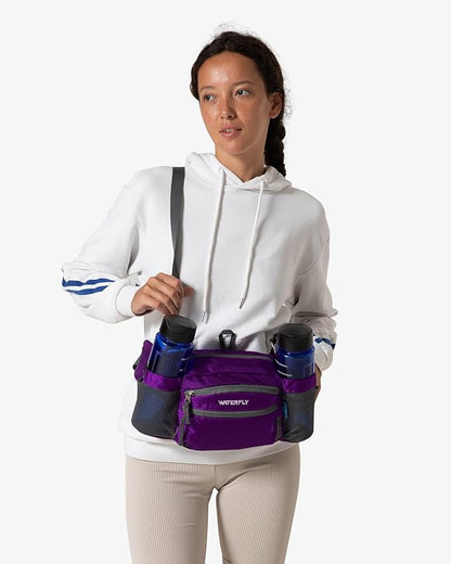 WATERFLY Fanny Pack Waist Bag: Waist Pack for Women Men with Two Water Bottle Holder Hiking Fanny Pack for Running Walking DogWalking Travel Cycling