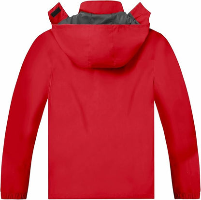 TEZO Mens Rain Jacket Waterproof with Hooded Hiking Coat Lightweight Windbreaker