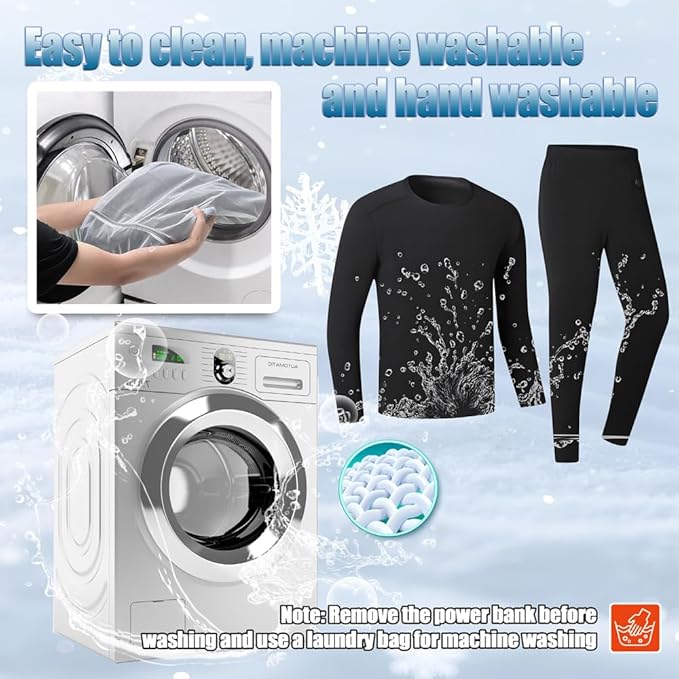 Heated Thermal Underwear for Men Women USB 42 Zone Intelligent Heated Thermals top and Heated Pants Set & XS-4XL