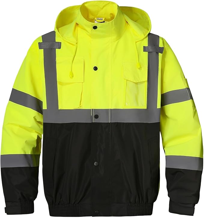 SKSAFETY Hi Vis Reflective Rain suits for Men Waterproof - High Vis Safety Rain Jacket, High Visibility Raincoat for Men