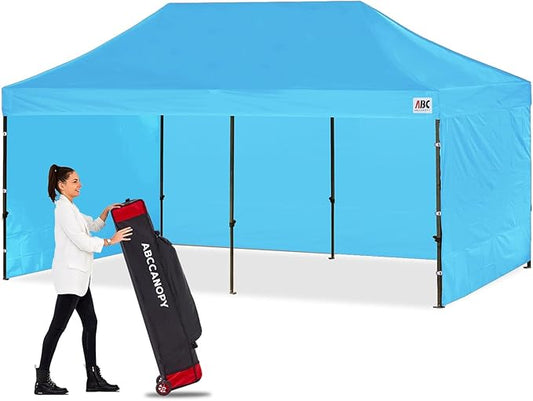 ABCCANOPY Heavy Duty Easy Pop up Canopy Tent with Sidewalls 10x20, Sky Blue