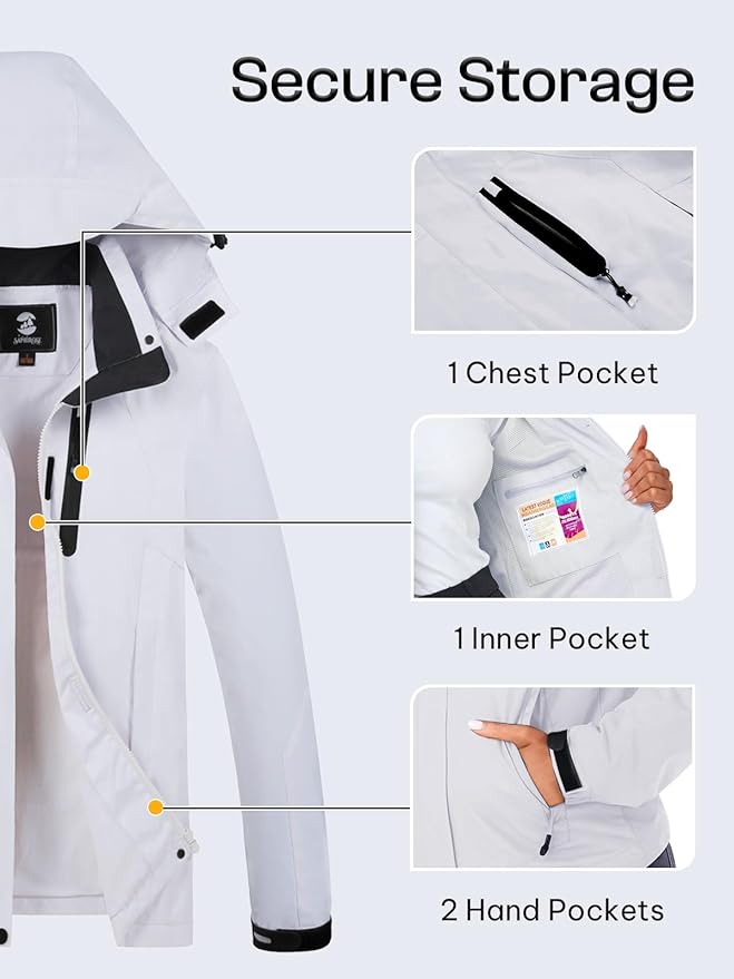 Womens Waterproof Rain jacket Lightweight Active Outdoor Raincoat with Removable Hood