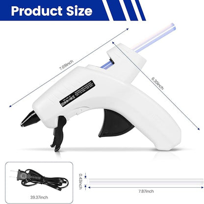Hot Glue Gun Kit with 10 Glue Sticks-Hot Melt Gun, High Temp for School Crafts DIY Arts and Quick Home Repairs Includes Base,Includes Base,（White）