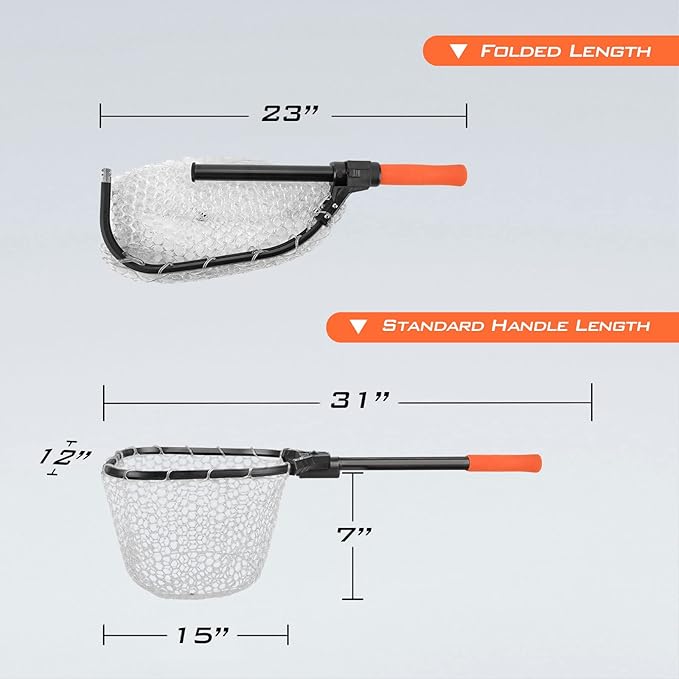 KastKing Brutus Fishing Net, Foldable Extendable Fish Landing Net, Lightweight & Portable Fishing Net with Soft EVA Foam Handle, Holds up to 44lbs/20KG, Fish-Friendly Mesh for a Safe Release