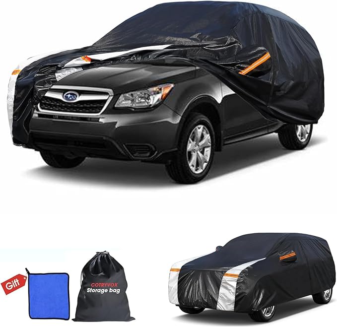Subaru Forester Car Cover 100% Waterproof All Weather, Gift with Towel, 10 Layers SUV Car Cover Custom Fit 1997-2026 Subaru Forester, Outdoor Covers Rain Sun UV Protection with Door Zipper.