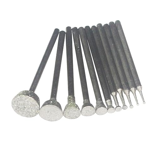 𝐋𝐮𝐨 𝐤𝐞 10 Pcs Inverted Trapezoidal Shape Diamond Burr - 3/32'' Shank Diamond Burs Stone Carving Bits for Rotary Tools