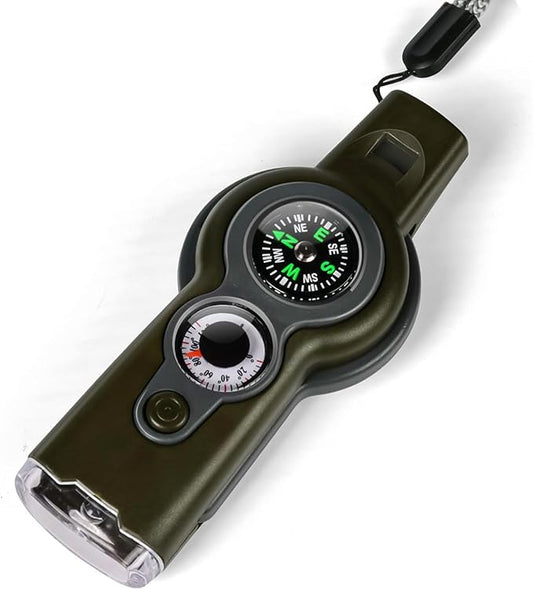 Emergency Survival Function Whistle, Outdoor Multifunctional Tool Safety Whistle with Lanyard, Ideal for Kayaking, Boating, Hiking, Camping, Climbing, Hunting, Fishing, Rescue Signaling