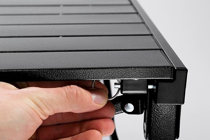 MOUNTAIN SUMMIT GEAR Heavy-Duty Roll-Top Table for Camping - Portable Aluminum-Top Folding Table with Steel Frame by Caddis Sports (Medium)