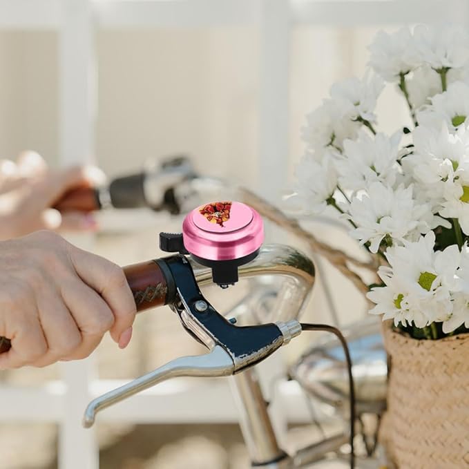 WIRESTER Pink Aluminum Round Bike Bell, Classic Ring Bicycle Bell, Bike Accessories Bell Ring for Adults Kids Girls Boys - Animals