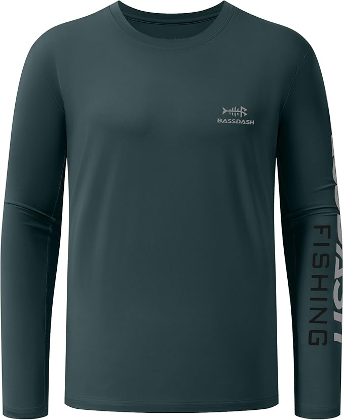 BASSDASH Fishing T Shirts for Men UV Sun Protection UPF 50+ Long Sleeve Tee T-Shirt