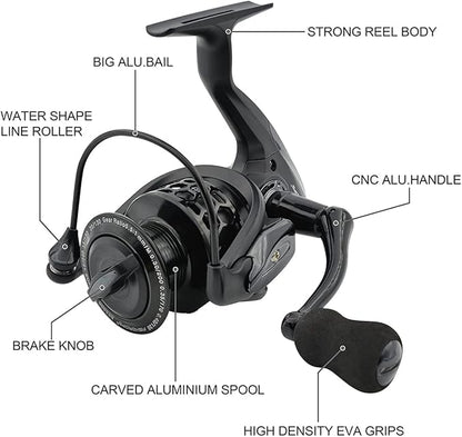 Spinning Fishing Reels 12+1BB Ultra Lightweight Carved Aluminum Spool Reels Affordable Smooth Spinning Reels