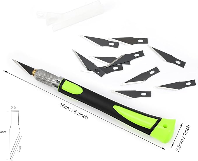 EHDIS Precision Hobby Knife Set Utility Craft Knife Kit with 10PCS Blades for Art, Working-Stencil, Scoring, Scrapbooking, Architecture Modeling, Crafting (Green)