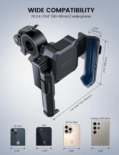 Lamicall Motorcycle Bike Phone Mount - [No Block Camera] [1s Lock] Bike Cell Phone Holder Clamp, Bicycle Scooter Handlebar Clip, for iPhone 17 16 15 14 Pro Max, Galaxy S25 S24 Ultra, 4.7-7" Phones