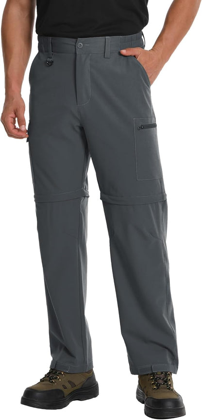 Mens Hiking Pants Convertible Quick Dry Zip Off Tactical Cargo Pants Water Resistant Lightweight Outdoor Pants with 6 Pockets