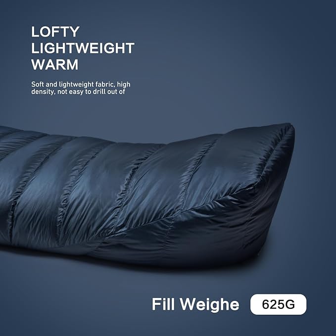 Ultralight Mummy Down Sleeping Bag 650 Fill Power Duck Down Suits for 32 Degree F for Camping Hiking Backpacking