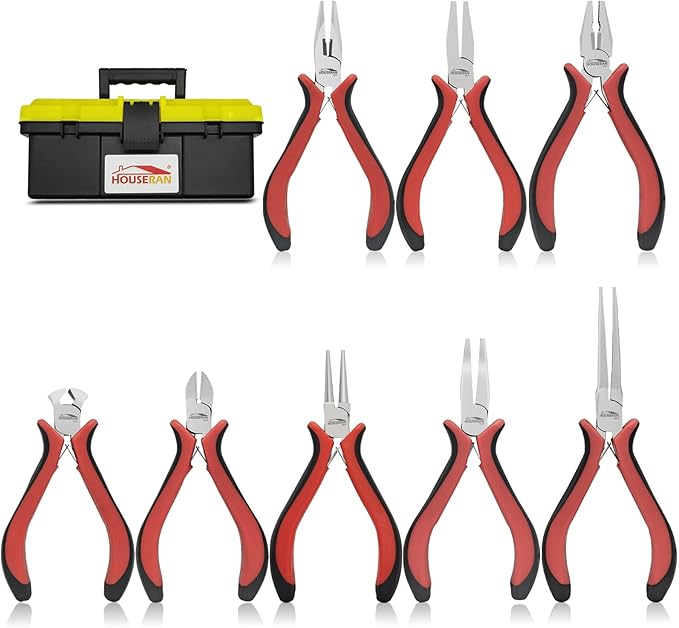 8 Packs Jewelry Pliers Set, Jewelry Making Tools with Needle Nose Pliers, Wire Cutters, Round Nose pliers, Bent Nose Plier
