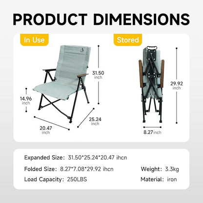 Folding Camping Chair, Portable Outdoor Lawn Chairs for Adults Heavy Duty for Beach, Fishing,Picnic,Concert Sports, Collapsible Camp Chairs