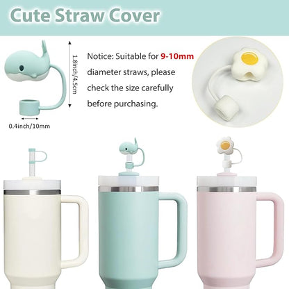 Silicone Stanley Cup Accessories Set - 6 Pcs Spill Proof Stopper, 2 Pcs Straw Cover Cap, 1 Pcs Silicone Boot for 40oz & 30oz Tumbler (Seafoam)